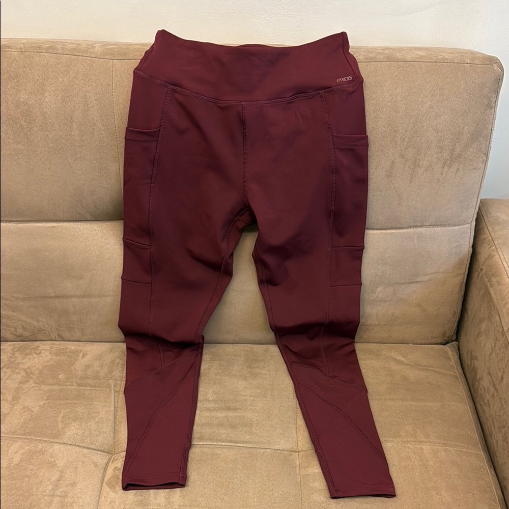 Fitkicks Maroon Leggings with Pockets